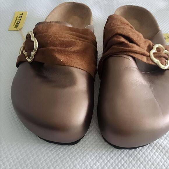 Birkenstock Tatami Leather Brown Mules & Clogs with Decorative Buckle - Picture 5 of 8